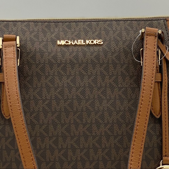 MICHAEL KORS CHARLOTTE LARGE TOP ZIP TOTE BROWN - Picture 16 of 16